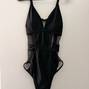Cupshe Black Mesh One-Piece Swimsuit